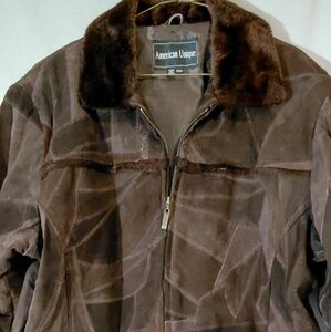 Elegant Brown Leather Patchwork Jacket